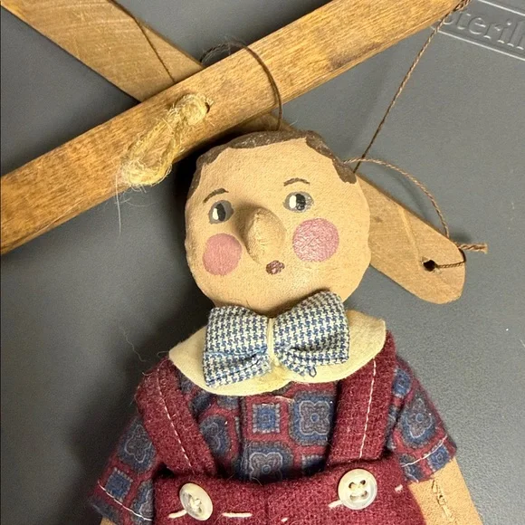 Adorable antique marionette boy, 10 long plus the strings. Grey1